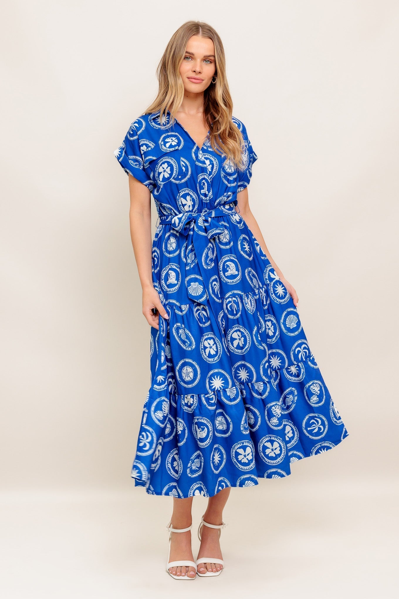 GREEK ISLE MEDALLION WOVEN MIDI DRESS Flying Tomato
